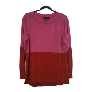 Apt 9 Color Block Red and Pink Shimmer Sweater XL
